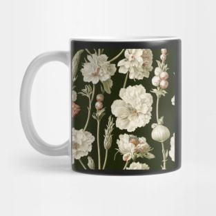 Vintage Pink and Green Floral Pattern Muted Tones Mug